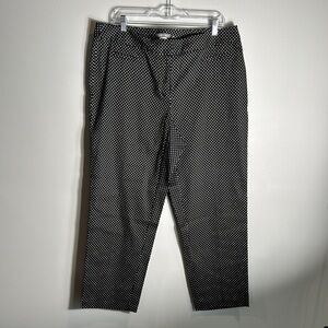 LOFT Black and White Dress Pants Flat Front Straight Leg